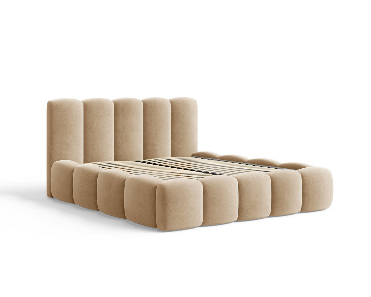 POLSTERBETT 18 - 160x200 cm – Riviera – Gepolstertes Bett mit Metall-Lattenrost - Beige, Holz (160/200cm) - ROYAL24_MARKT