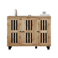 SIDEBOARD Holzoptik Natur, 3 Türen mit Innenfächern und Lamellenfronten, 120/32/92 cm - Naturfarben, Holzwerkstoff (120/92/32cm) - WISHDOR