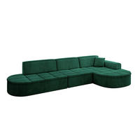 ECKSOFA Ottomane Rechts TARO-L2 - 328x171x79,5 cm Dunkelgrün - Grün, Holzwerkstoff/Textil (328/171cm) - ALTDECOR