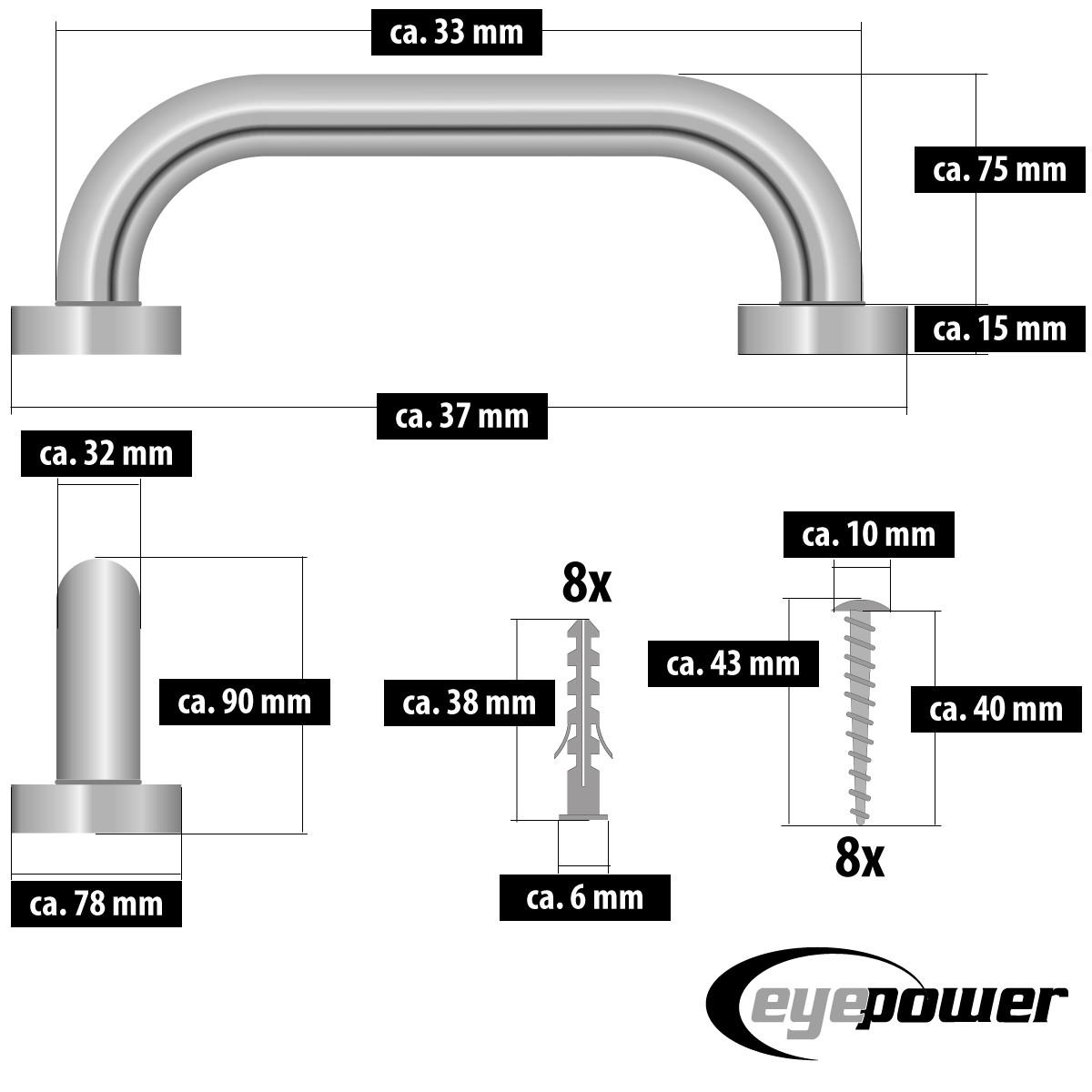 BADEWANNENGRIFF 30 cm Silber - Silberfarben, Metall (25/3.7/30cm) - eyepower