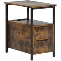 BEISTELLTISCH 55/35/58,5 cm mit Ladestation, 2 Schubladen und offenem Fach, Holzwerkstoff/Metall, Braun - Braun, Holzwerkstoff (55/35/58.5cm) - Redom