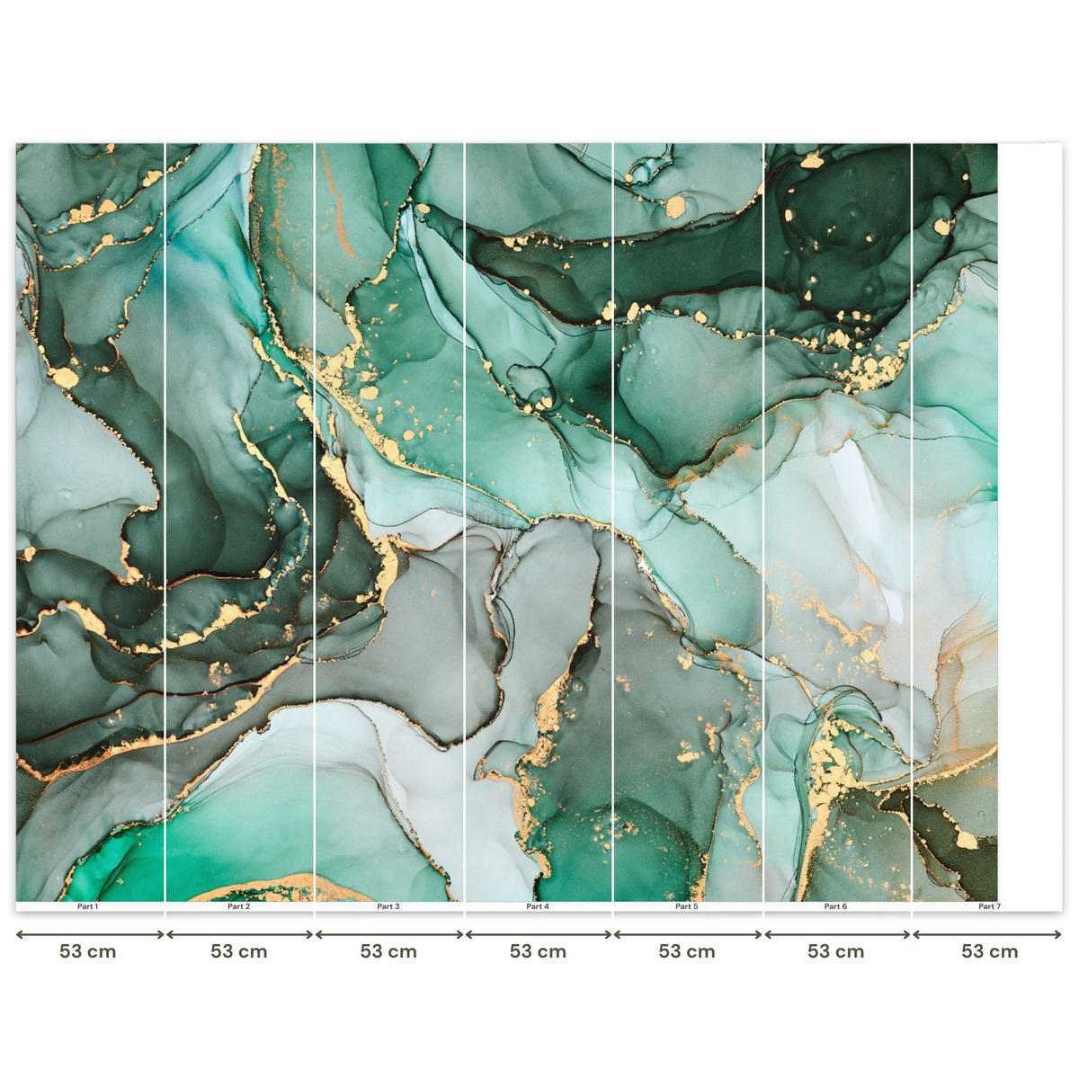 TAPETE - Gold - Marmor - Grün - Luxus - Marmoroptik - Grau - 350x280 cm - Grün, Papier (350/280cm) - OnlyWow