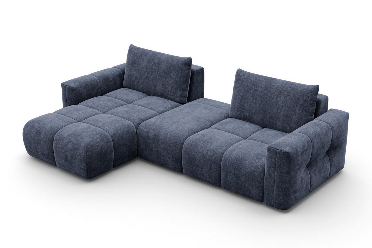 ECKSOFA VERONA 4-Sitzer LINKS, Marineblau - Blau/Schwarz, Holz/Textil (282/173cm) - Courtois Laville