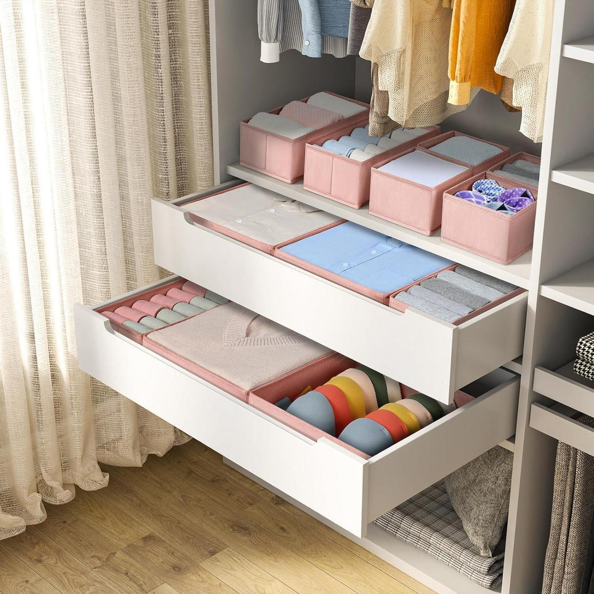 SCHUBLADEN Organizer 15-teiliges Set Rosa - Rosa, Textil (15/9/30cm)