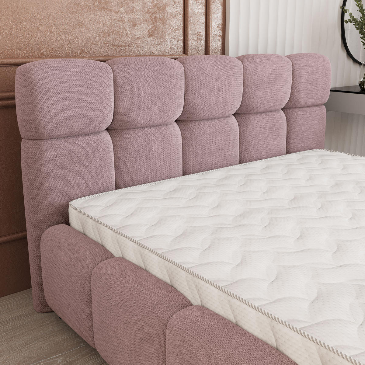 POLSTERBETT FARU SR 180x200 cm mit Bettkästen - Rosa - Rosa, Holz (180/200cm) - MASSENO