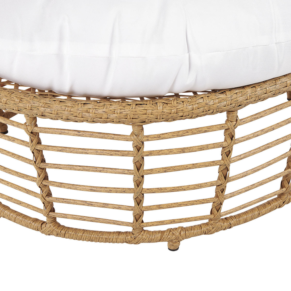 SONNENINSEL Rattan natürlich Kissen weiß Lido - Beige/Weiß, Naturmaterialien (109/150/83cm) - Beliani