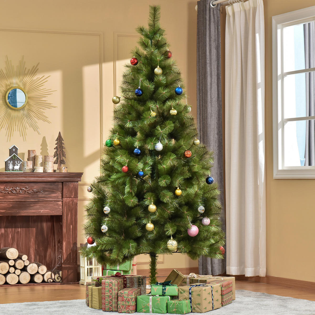 KÜNSTLICHER Weihnachtsbaum 2,1 m Christbaum Tannenbaum 505 Äste PET Grün - Grün, Kunststoff (210cm) - HOMCOM