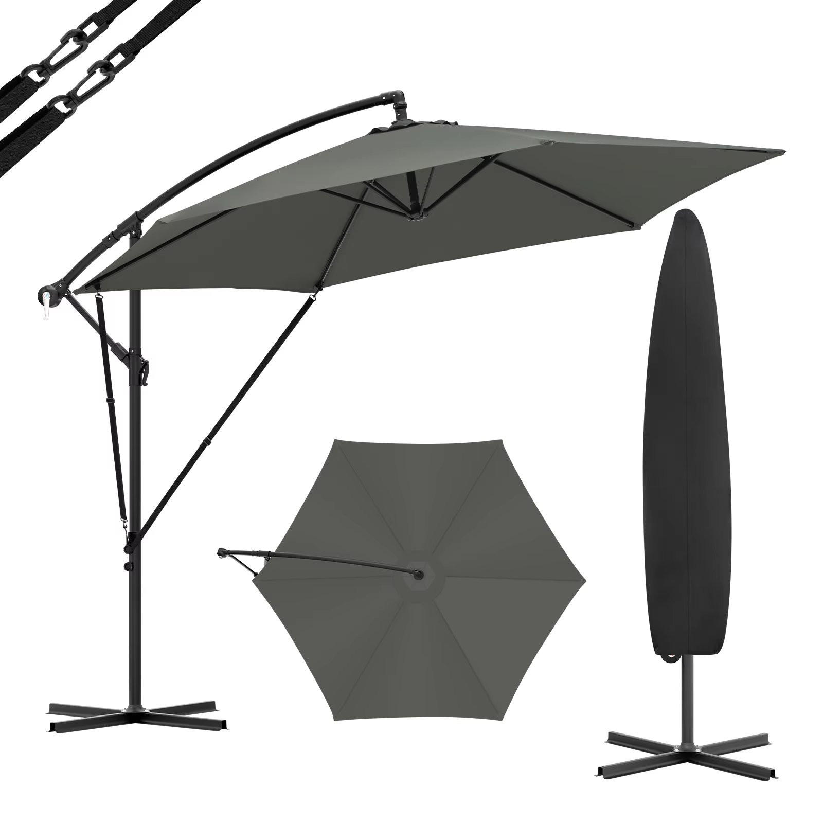 AMPELSCHIRM 310 cm Dunkelgrau mit Tasche - Dunkelgrau, Metall (310/310cm) - Bomclap