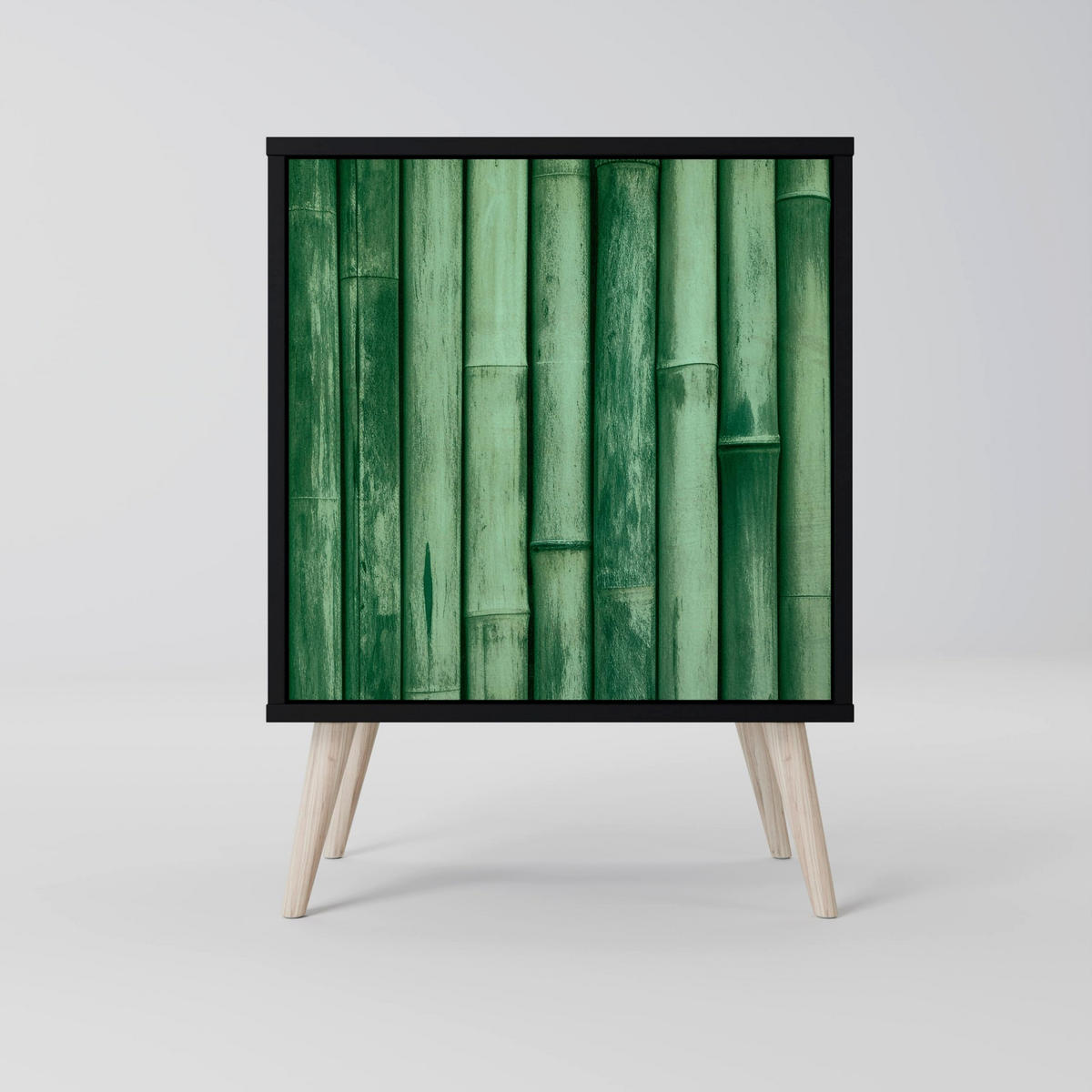 SIDEBOARD NATURAL GREEN, Schwarz, 57,5x42x70,5 cm, Schwarze Metall-Sternfüße - Multicolor/Schwarz, Holzwerkstoff/Metall (57.5/70.5/42cm) - SpaceRebels