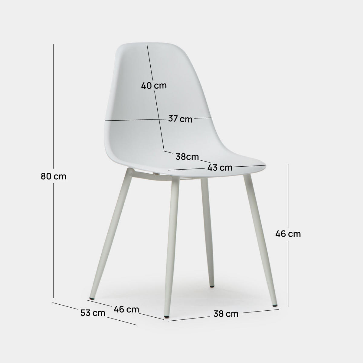 GARTENSTUHL Nina Weiß 45 cm x 80 cm 6er-Set - Weiß, Kunststoff (45/80/53cm) - Klast Home