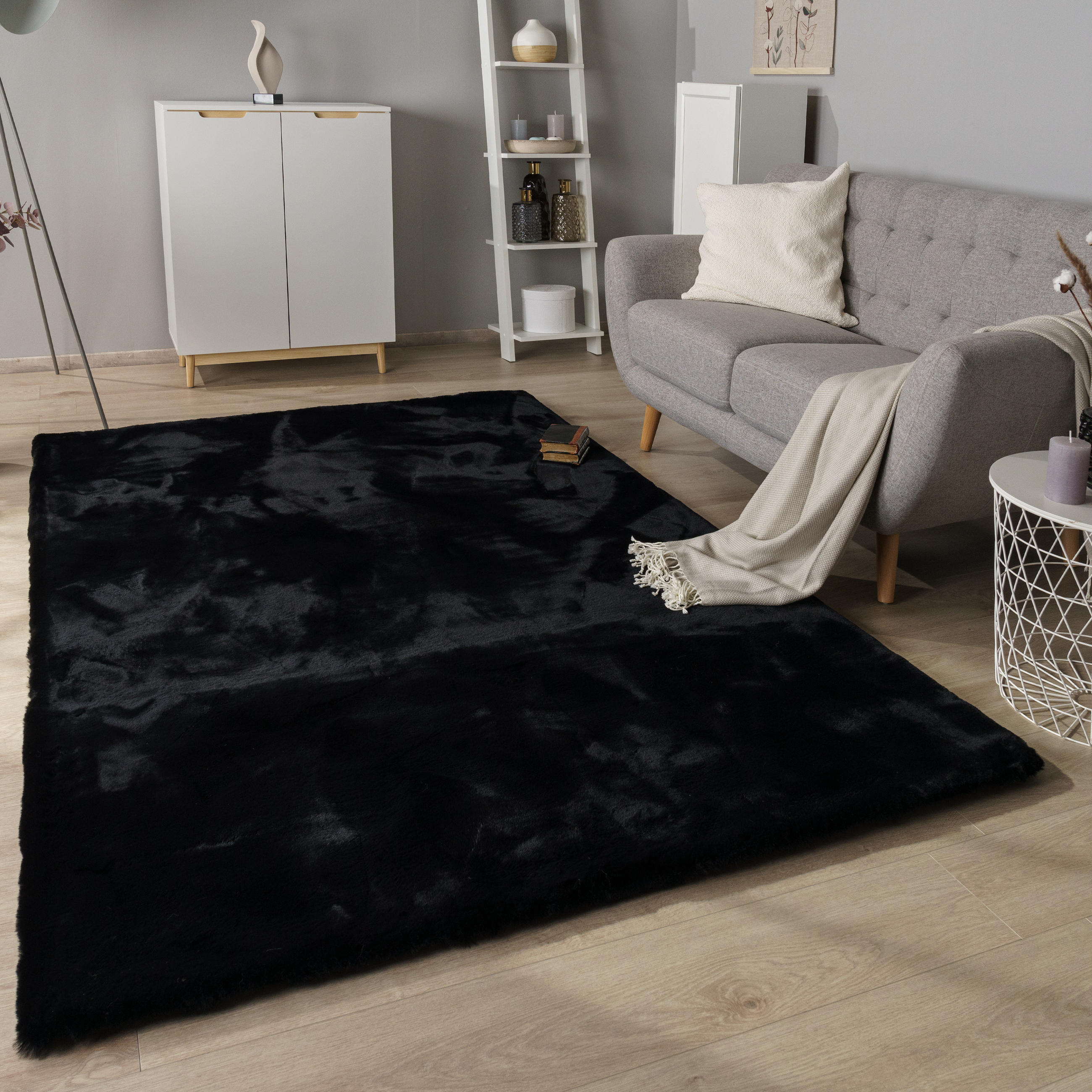HOCHFLORTEPPICH 60/100 cm Rabbit Deluxe 860 - Schwarz, Textil (60/100cm) - Paco Home