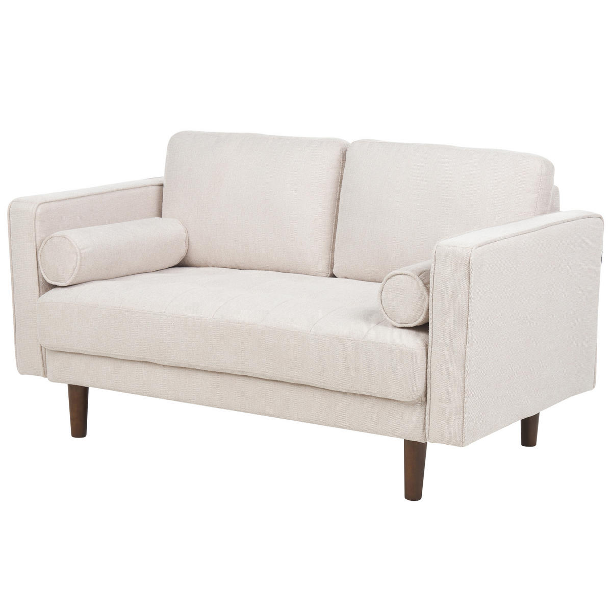 2-SITZER-SOFA hellbeige Nurmo - Dunkelbraun/Beige, Textil (140/78/74cm) - Beliani