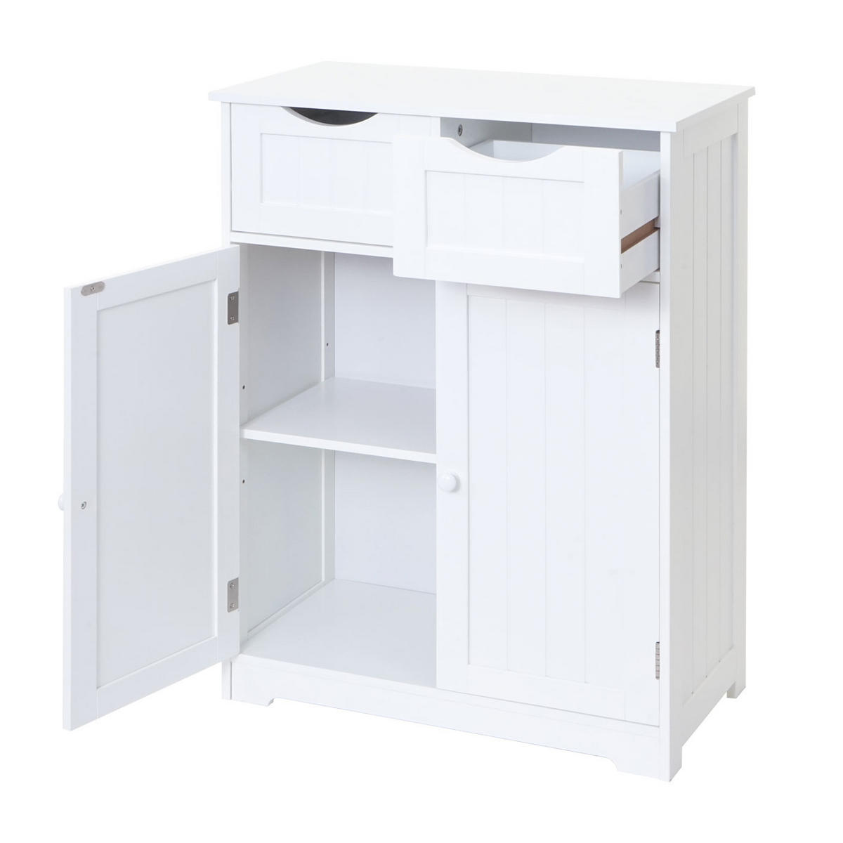 KOMMODE 2 SCHUBLADEN 2 TÜREN Reinweiß - Weiß, Holzwerkstoff (70/80/35cm) - MCW