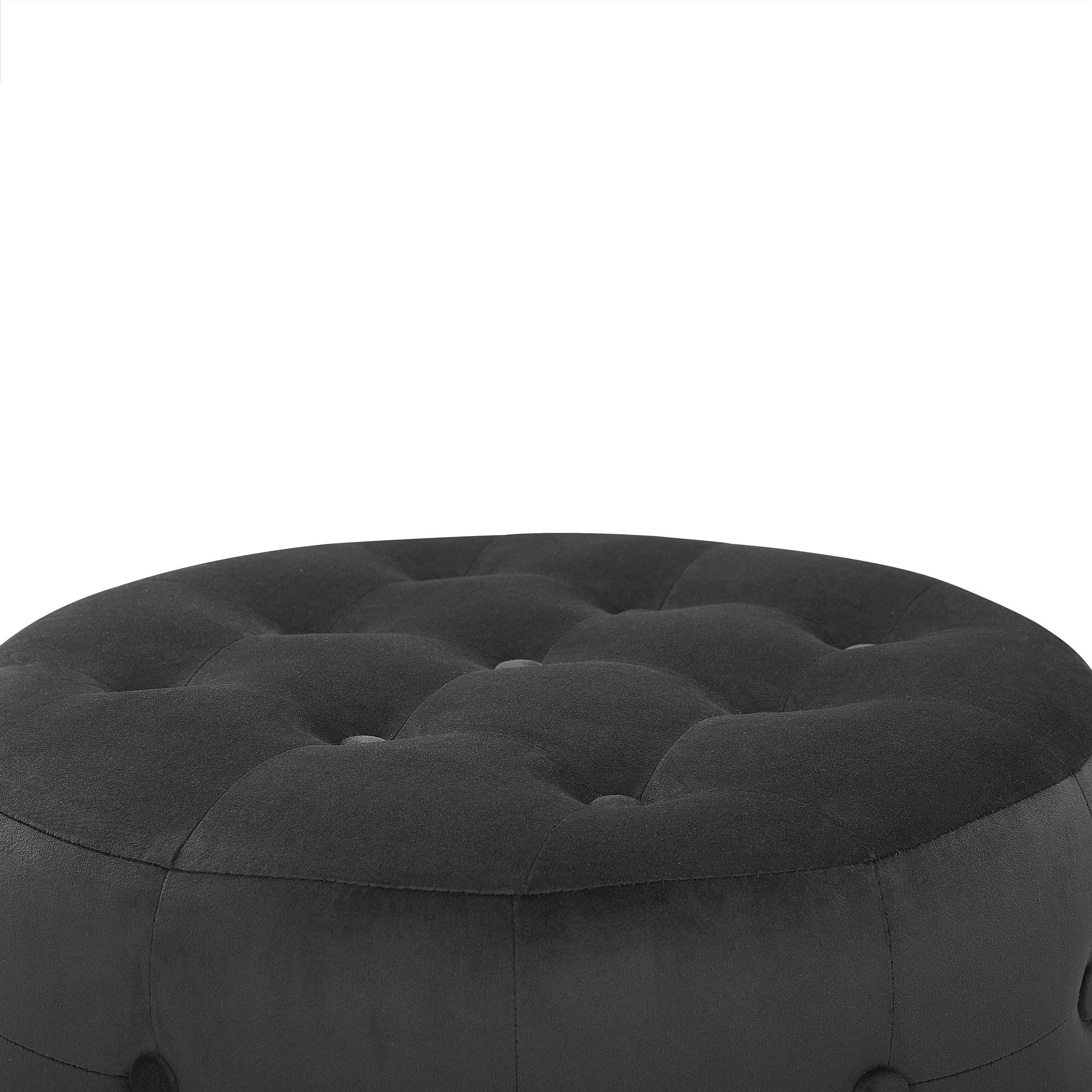 Thumbnail - Beliani Pouf, Schwarz, Textil, 1-Sitzer, Rund, 55x30x55 cm, Wohnzimmer, Hocker, Poufs