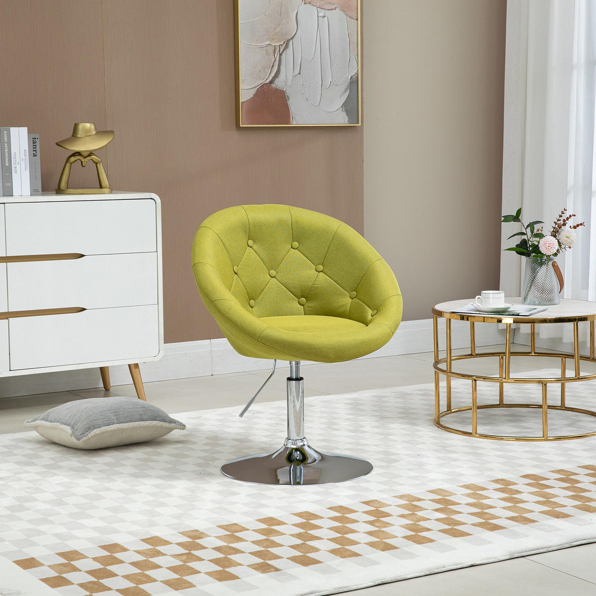 COCKTAILSESSEL HAVANNA Stoffbezug Limettengrün - Gelb/Silberfarben, Textil (62/88/58cm) - SVITA