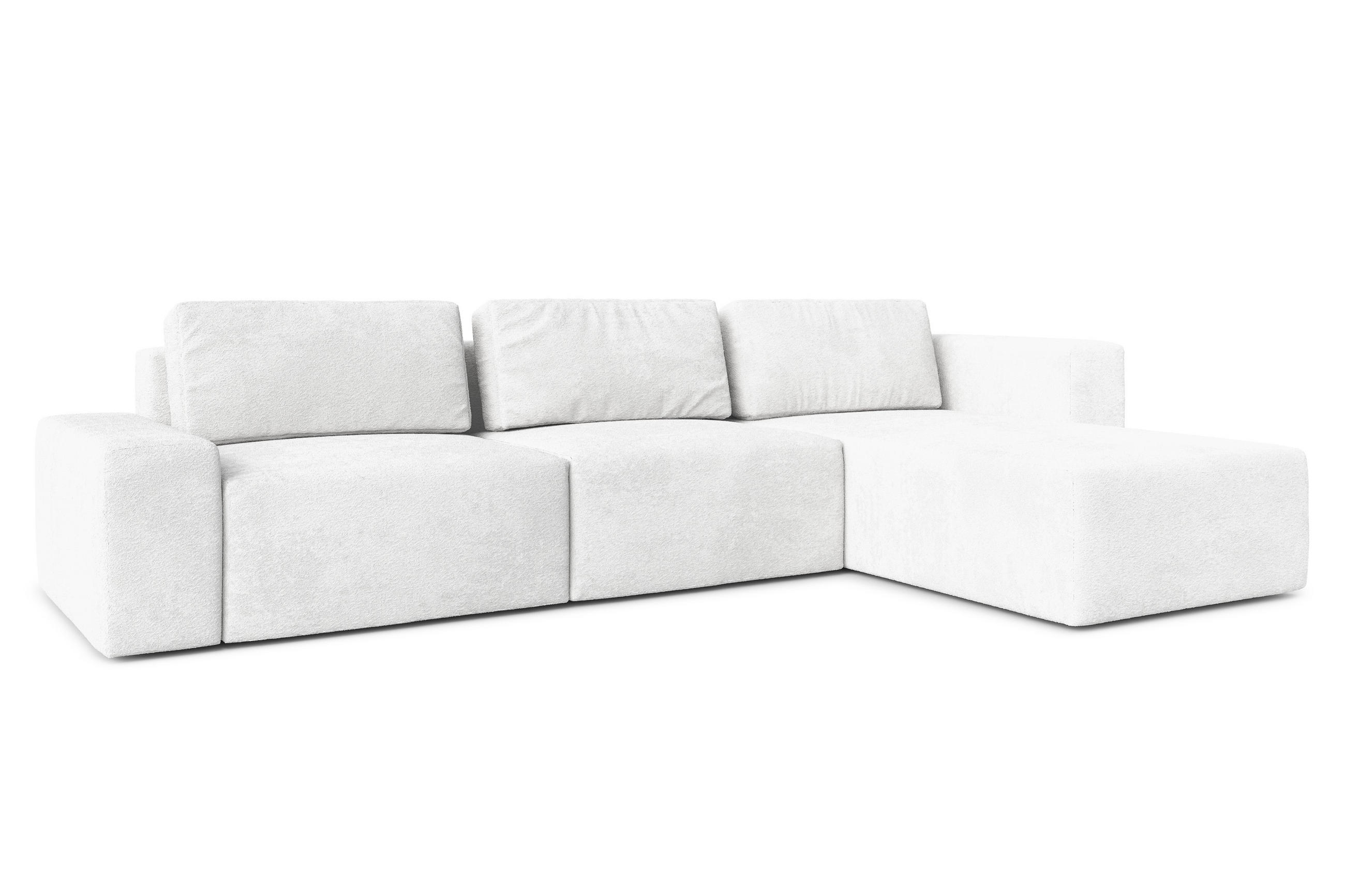 ECKSOFA L Form Arkleton Weiß 360/180/93 cm Rechts Bequem & Modern - Schwarz/Weiß, Kunststoff/Textil (360/180cm) - AX Living