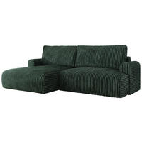 ECKSCHLAFSOFA TONO L Grün Cord - links - Schwarz/Grün, Kunststoff/Textil (260/150cm) - MKS