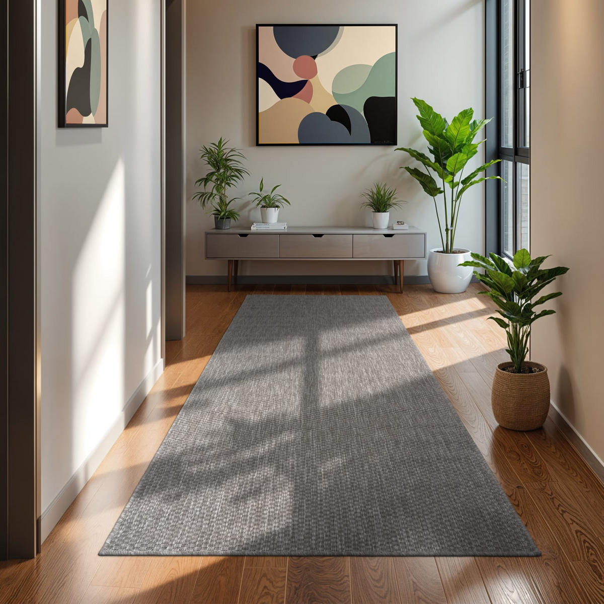 TEPPICH Kurzflor Unifarben Wohnzimmer schmutzabweisend Hellgrau Läufer 80x250 - Grau, Textil (80/250cm) - KADIMA DESIGN