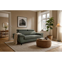 2,5-SITZER Karlstad Chenille Grün verstell. Kopfstützen B 194 cm - Waldgrün, Kunststoff/Textil (194/84/100cm) - foamnova