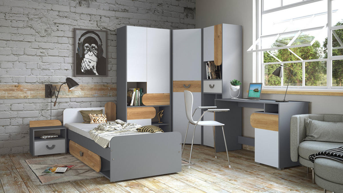 DREHTÜRENSCHRANK ARCADA 80/189,5/38cm 3-türig Eichefarben - Eichefarben/Weiß, Holzwerkstoff (80/189.5/38cm) - MASSENO