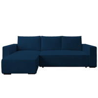 ECKSOFA CUDDY L, Eckcouch in L-Form mit Schlaffunktion und Bettkasten, Farbe: Blau, Cordstoff, Ottomane Links - Blau, Textil (240/140cm) - Storez24