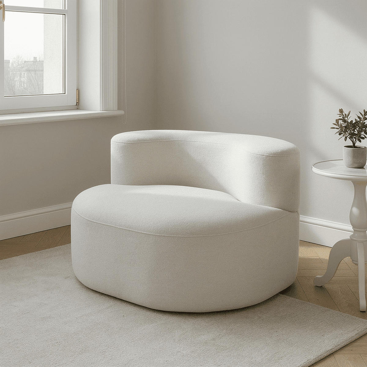 WOHNZIMMERSESSEL Milo 1-Sitzer - Weiß - Weiß, Textil (110/75/102cm) - COCO Living