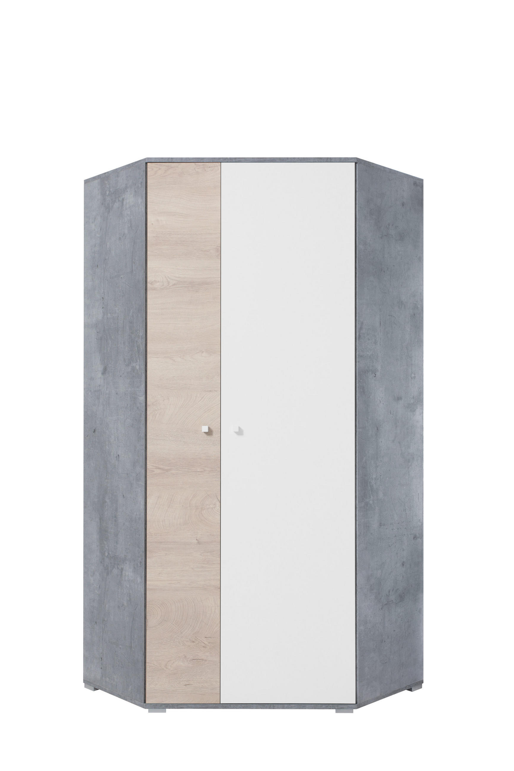 DREHTÜRENSCHRANK GALIA 90/190/90cm 2-türig Beton - Weiß/Grau, Holzwerkstoff (90/190/90cm) - MASSENO