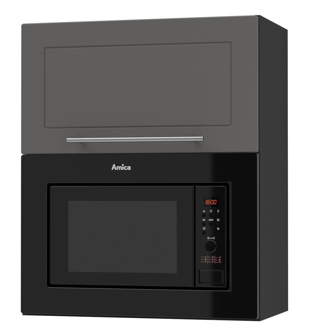 MIKROWELLENUMBAUSCHRANK Kvantum W2MK/60 Graphit Matt / Schwarz Matt 60 / 32,5 / 72cm - Schwarz/Graphitfarben, Holz/Holzwerkstoff (60/72/32.5cm) - Feldmann-Wohnen