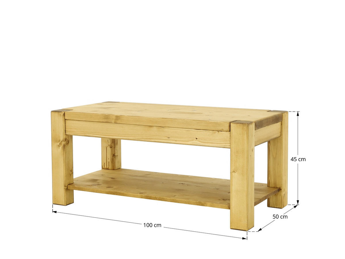 COUCHTISCH aus Massivholz Sara - Honig, Holz (50/100/45cm) - Seart