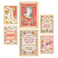 POSTER Set Mit 6 groovige Rose Größe A3 & A4 Rahmen aus hellem Holz - Beige, Papier (29.7/1cm) - Nacnic
