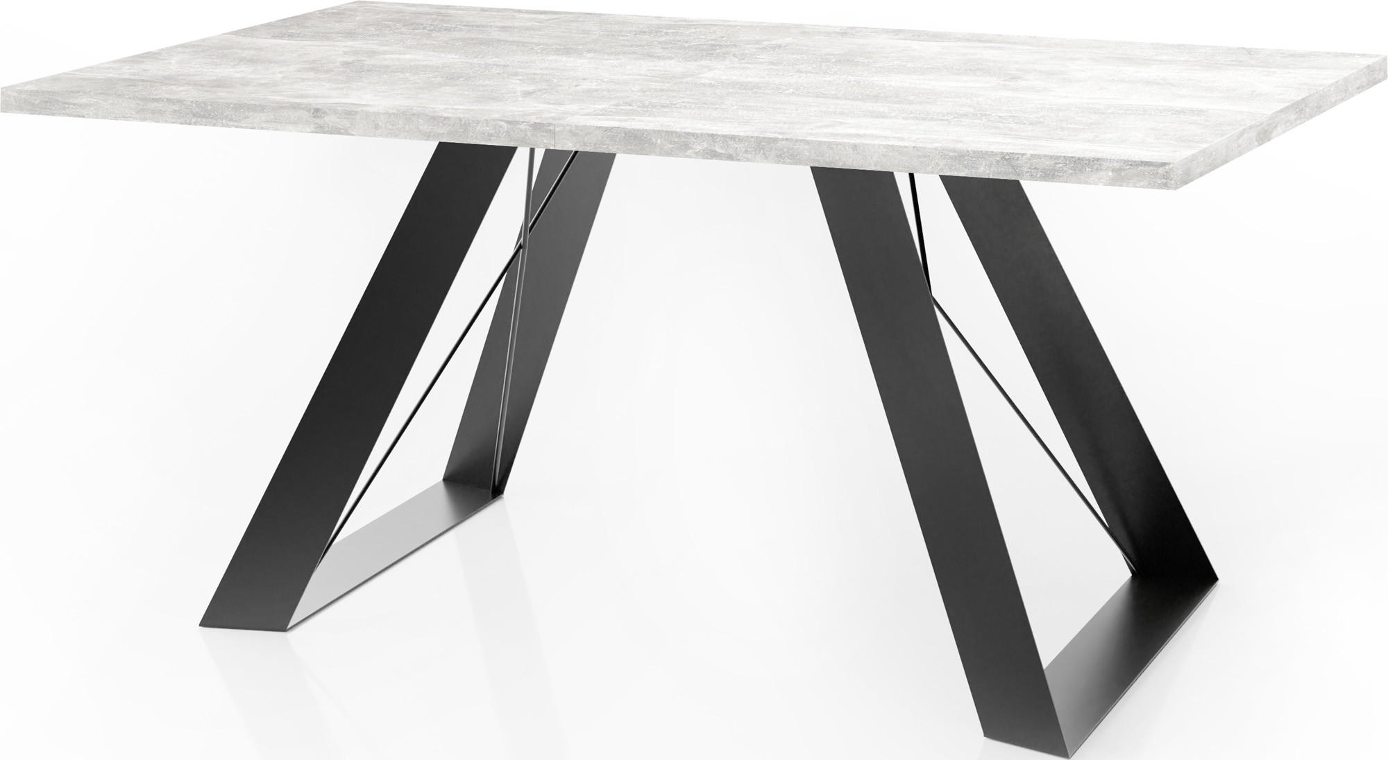 ESSTISCH Colter rechteckig ausziehbar, Grauer Beton 140-240/80/76 cm - Hellgrau/Schwarz, Holzwerkstoff/Metall (140/80/76cm) - WFL GROUP