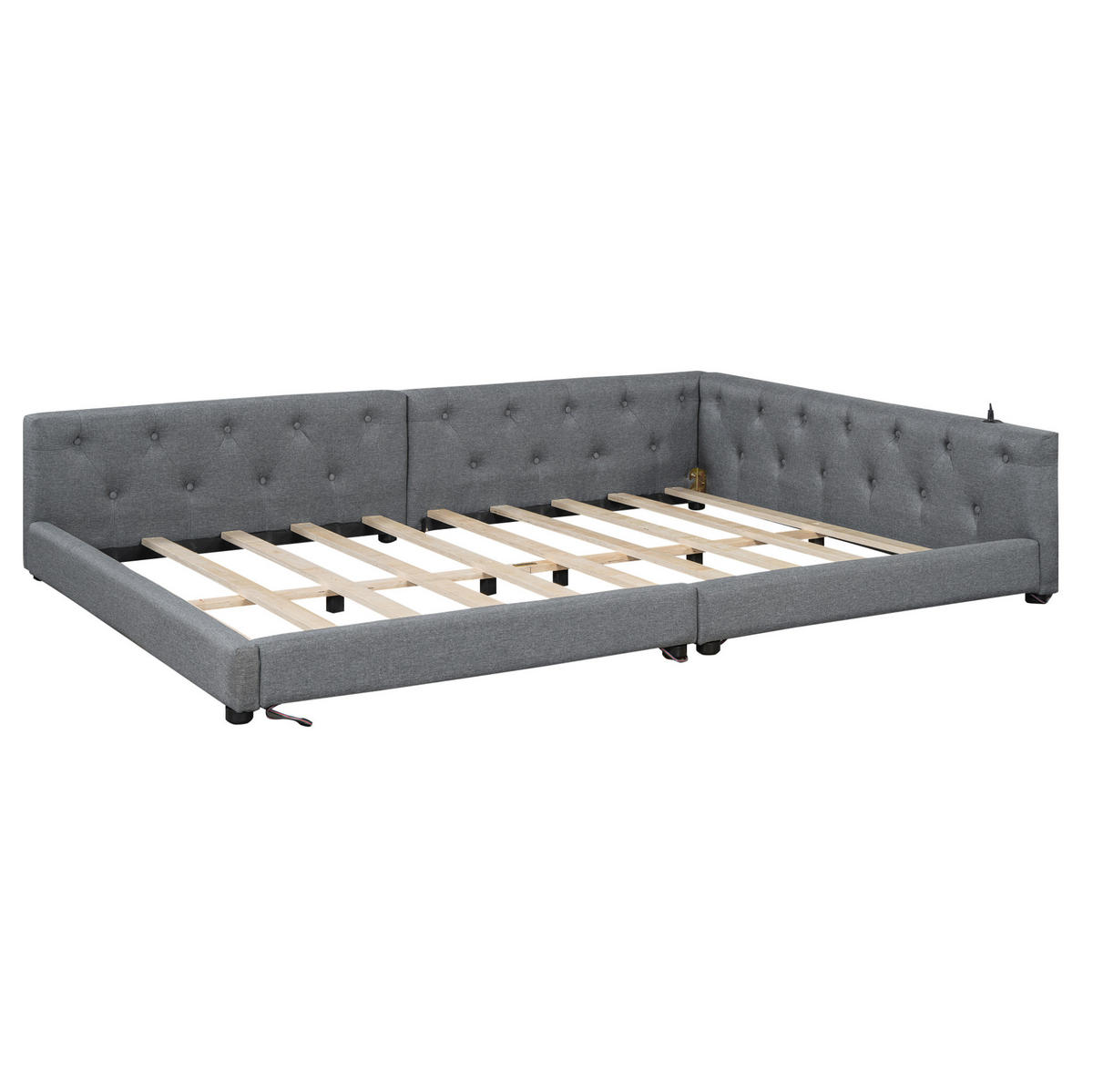 POLSTERBETT 140/200 cm mit LED-Beleuchtung und gepolstertem Kopfteil - Grau, Textil (140/200cm) - BEAOK