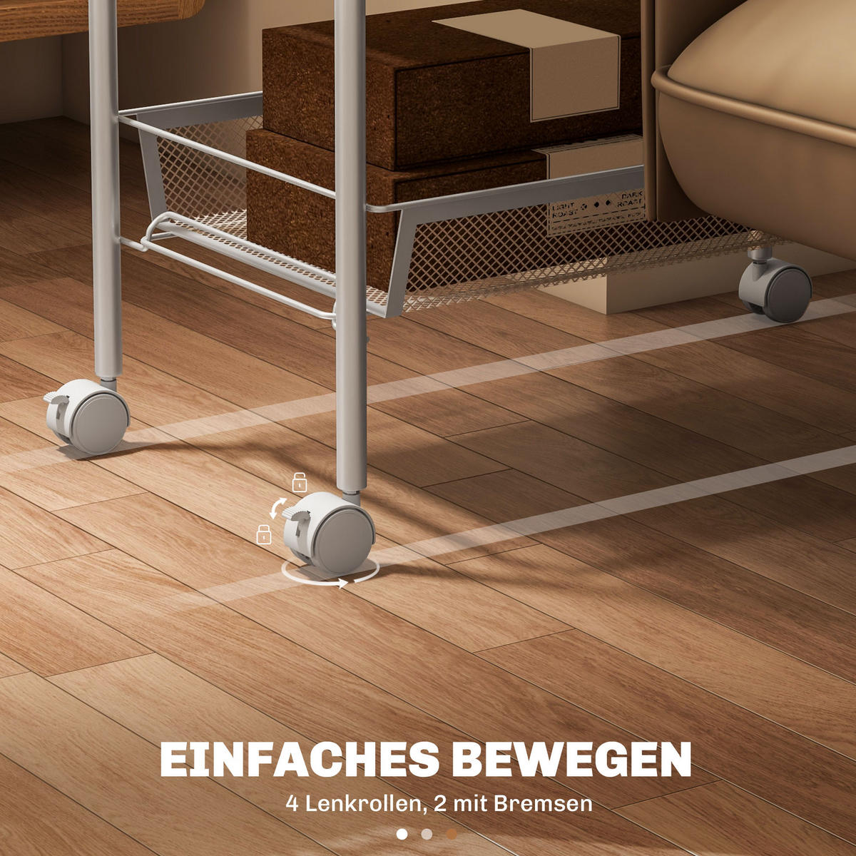 SERVIERWAGEN Stahl Weiß - Weiß, Metall (26.5/106/45cm) - HOMCOM