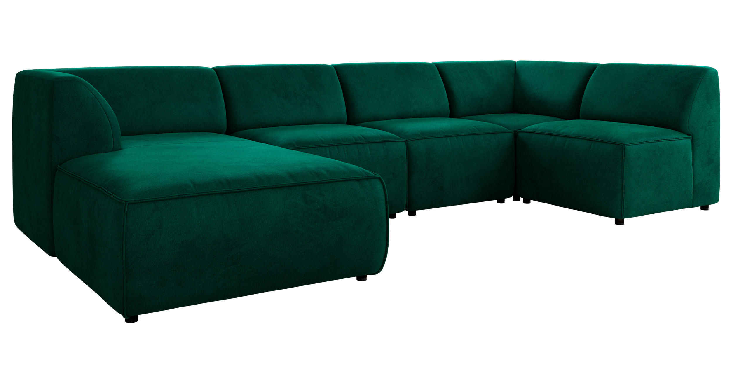 WOHNLANDSCHAFT MODARO U 5M - Dunkelgrün Velvet - Links - Dunkelgrün/Schwarz, Textil (180/78/345cm) - MKS