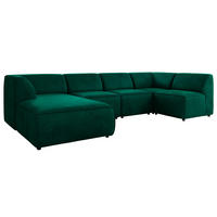 WOHNLANDSCHAFT MODARO U 5M - Dunkelgrün Velvet - Links - Dunkelgrün/Schwarz, Textil (180/78/345cm) - MKS