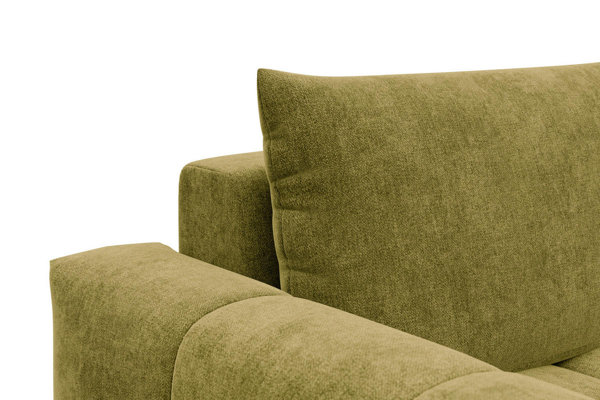 SOFA VERONA 3-Sitzer, Khaki - Schwarz/Grün, Holz/Textil (224/83/110cm) - Courtois Laville