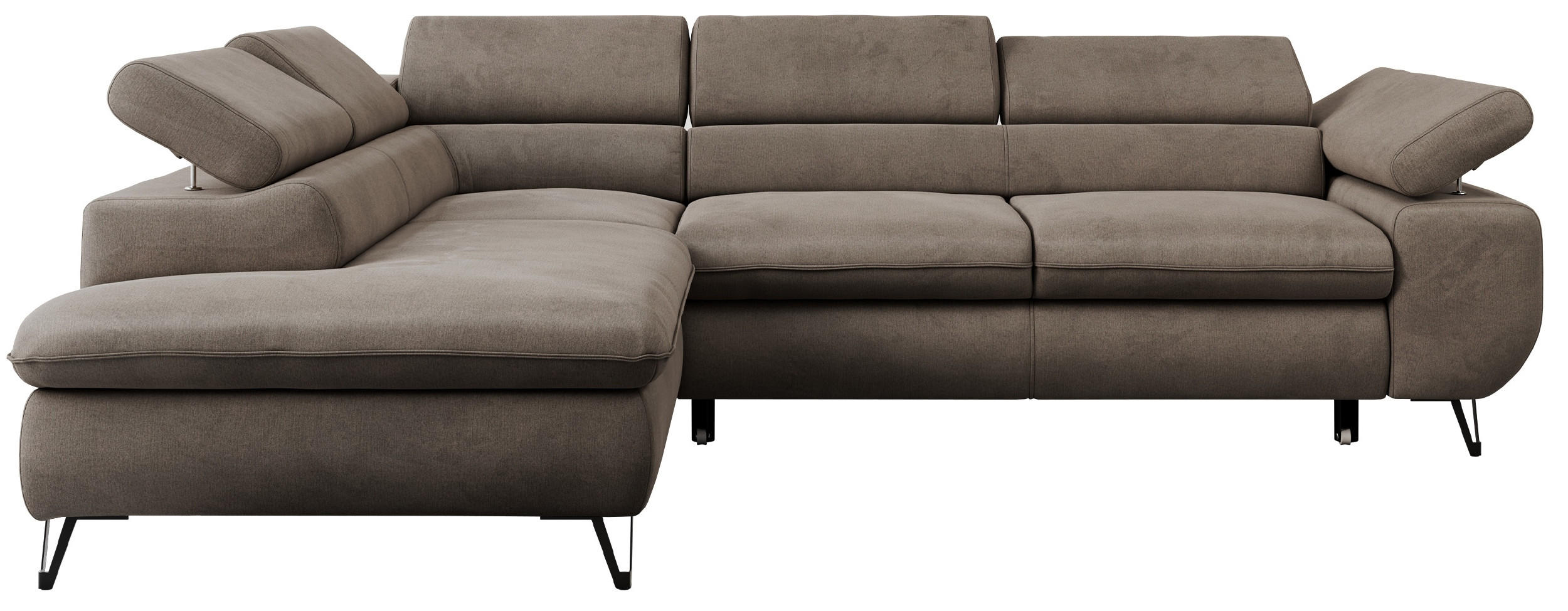 ECKSOFA PETER L Braun Velvet - Links Seite - Schwarz/Braun, Textil/Metall (208/273cm) - MKS