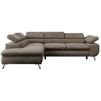 ECKSOFA PETER L Braun Velvet - Links Seite - Schwarz/Braun, Textil/Metall (208/273cm) - MKS
