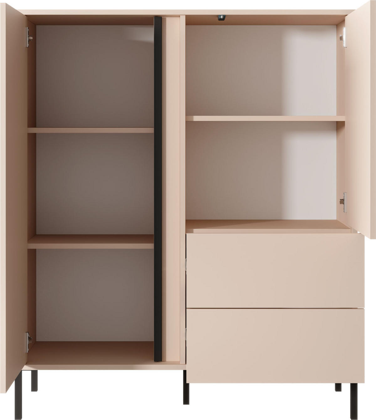 HIGHBOARD Donna in Beige 103/123/40 cm - Beige/Schwarz, Holzwerkstoff/Metall (103.3/123.4/39.5cm) - WFL GROUP