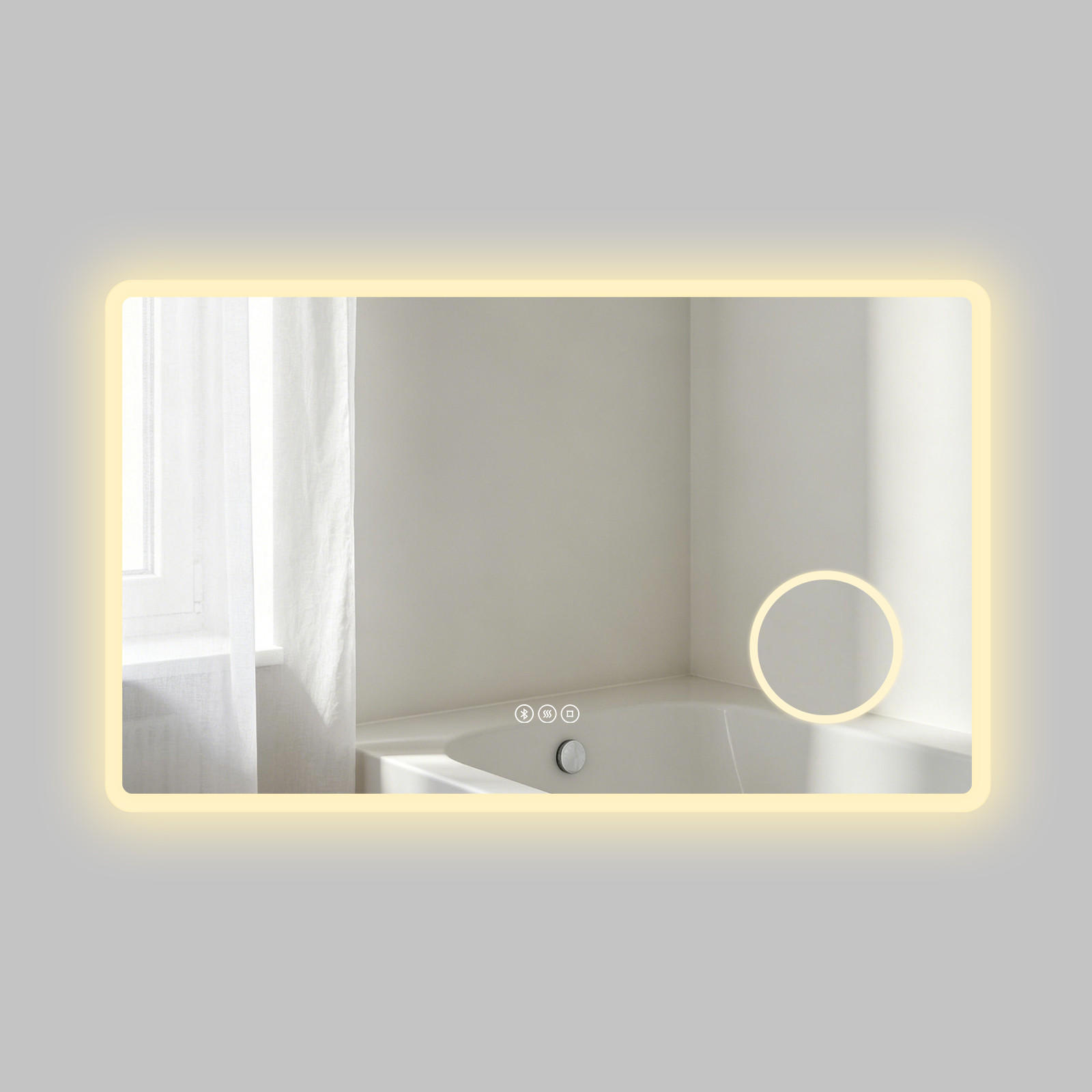 BADSPIEGEL mit Beleuchtung 60/100 cm rechteckig LED, Bluetooth, Vergrößerungsspiegel, Antibeschlag - Transparent, Glas (100/60/3.5cm) - S'AFIELINA