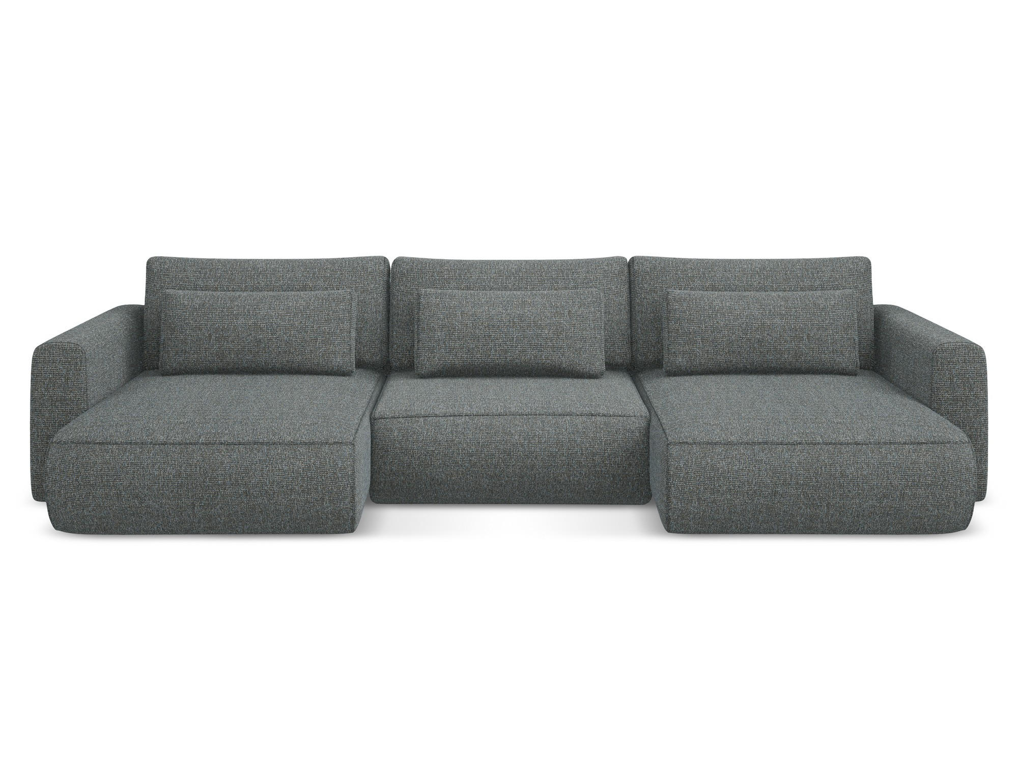 WOHNLANDSCHAFT Strukturstoff Stoff Grau - Dunkelgrau/Schwarz, Kunststoff/Textil (340/82/149cm) - Makamii