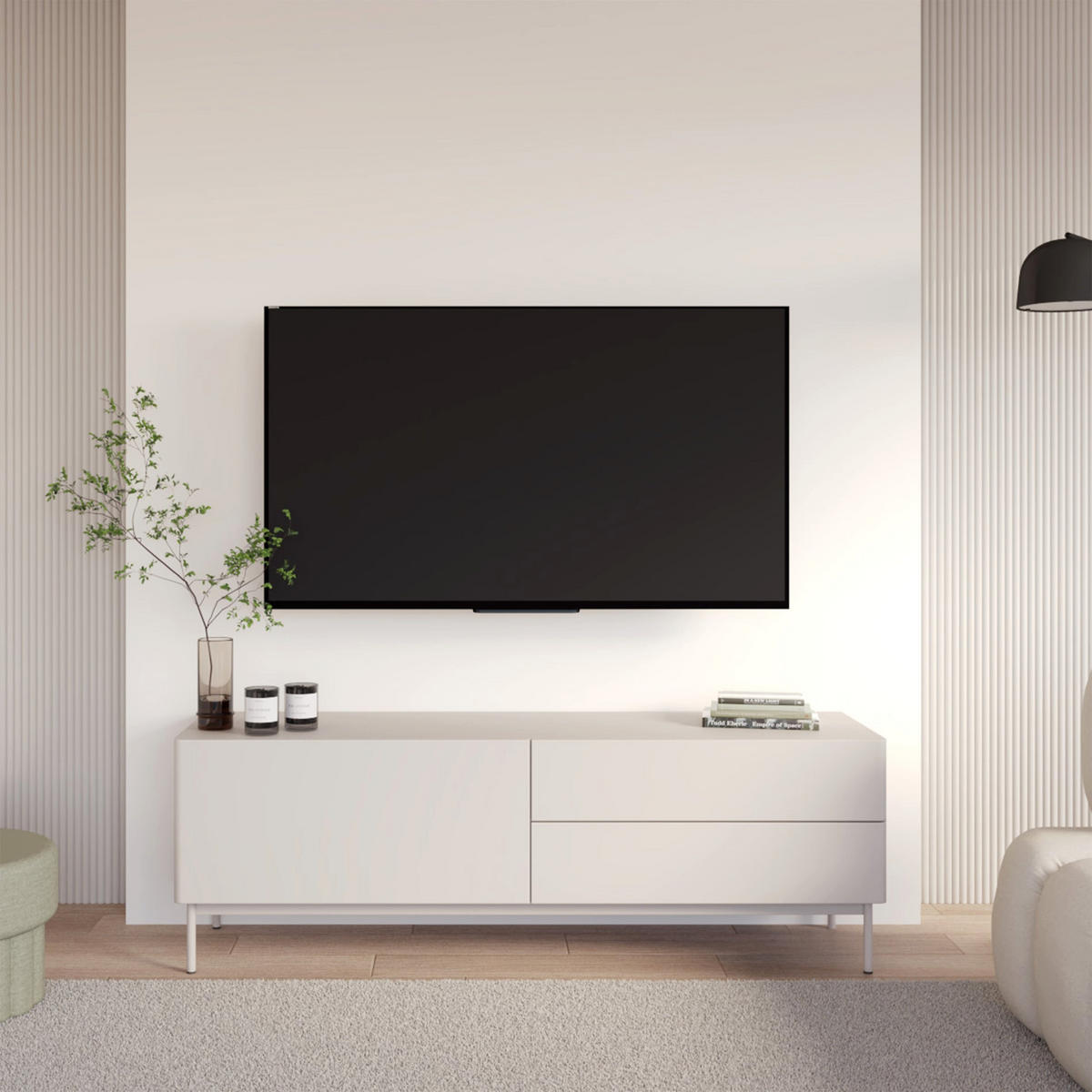 TV-STOLEK Olio Kašmír 160 cm - kašmírová, kov/kompozitní dřevo (160/52/38.6cm) - Selsey