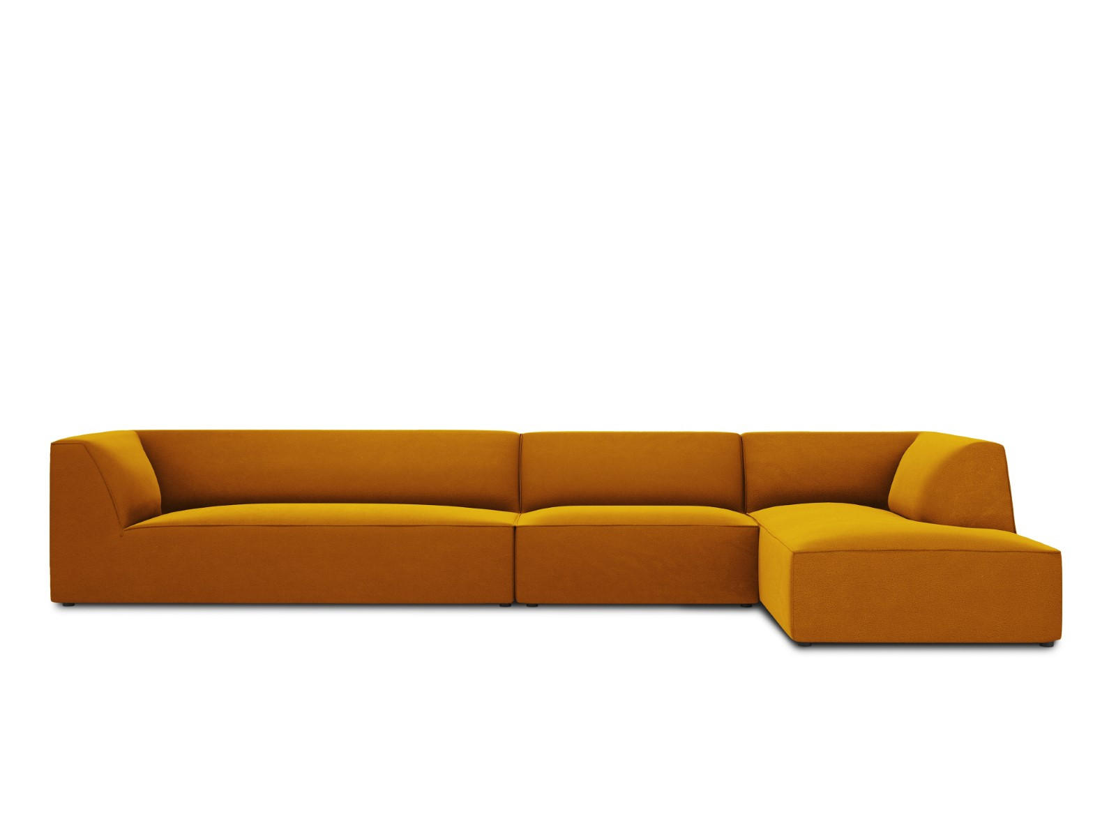 ECKSOFA rechts Ruby aus Samt gelb 5 Sitzplätze - Gelb, Textil (180/366cm) - Micadoni