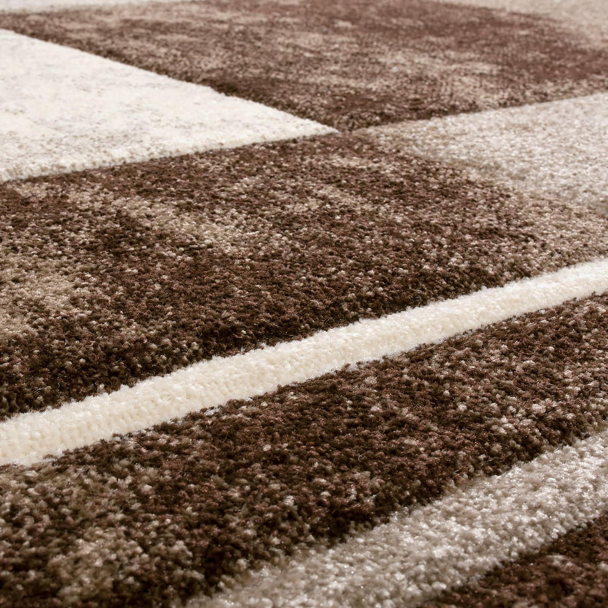 TEPPICH Kurzflor Karo Wohnzimmer schmutzabweisend Braun Rechteckig 80x150 - Braun, Textil (80/150cm) - KADIMA DESIGN