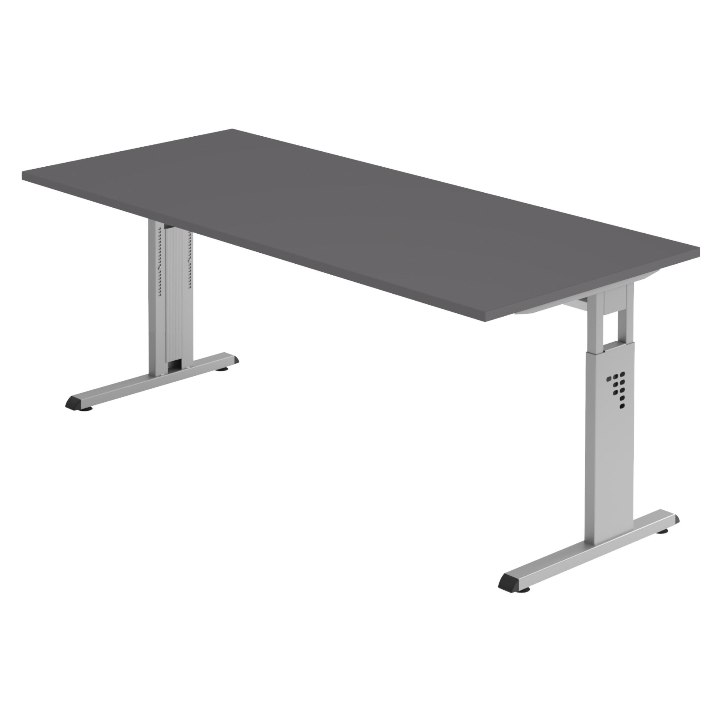 SCHREIBTISCH Serie-O 80/180/74 cm in Graphitfarben/Silberfarben - Silberfarben/Graphitfarben, Holzwerkstoff (80/180/74cm) - bümö