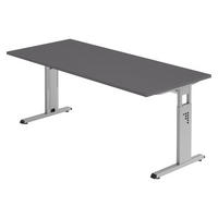 SCHREIBTISCH Serie-O 80/180/74 cm in Graphitfarben/Silberfarben - Silberfarben/Graphitfarben, Holzwerkstoff (80/180/74cm) - bümö
