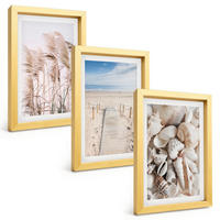 BILDER SET 3er Set - 20x30 cm Goldrahmen - Strandmuscheln Seegras - Goldfarben, Kunststoff (20/30cm) - TULUP