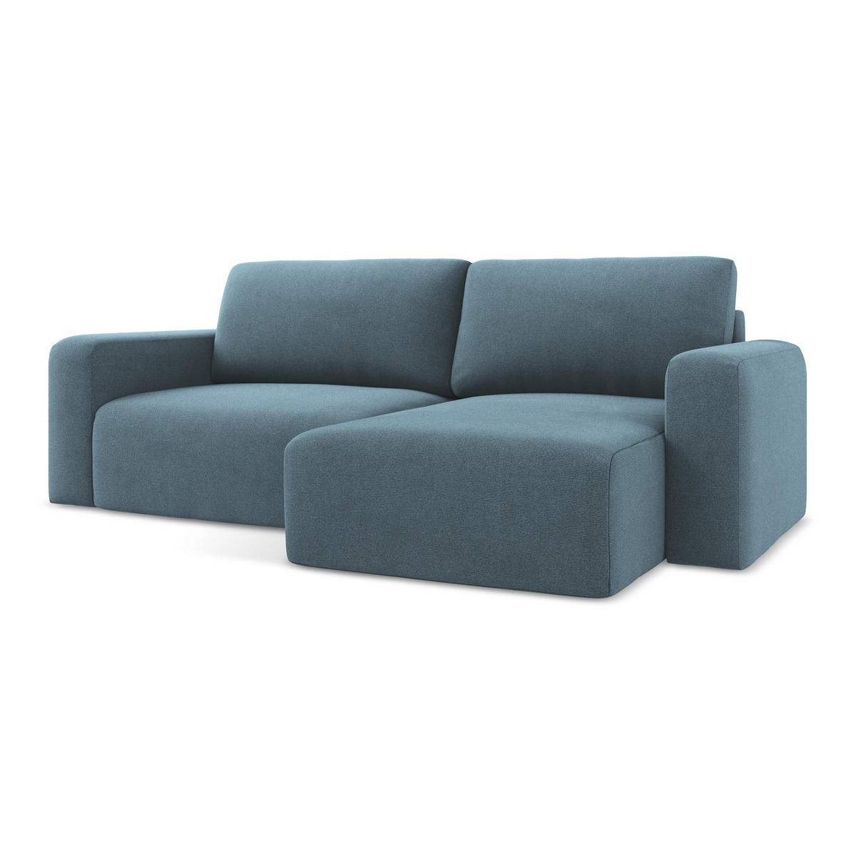 ECKSOFA mit Schlaffunktion rechts Strukturstoff Stoff Blau - Blau/Schwarz, Kunststoff/Textil (244/149cm) - LaMiaSofa