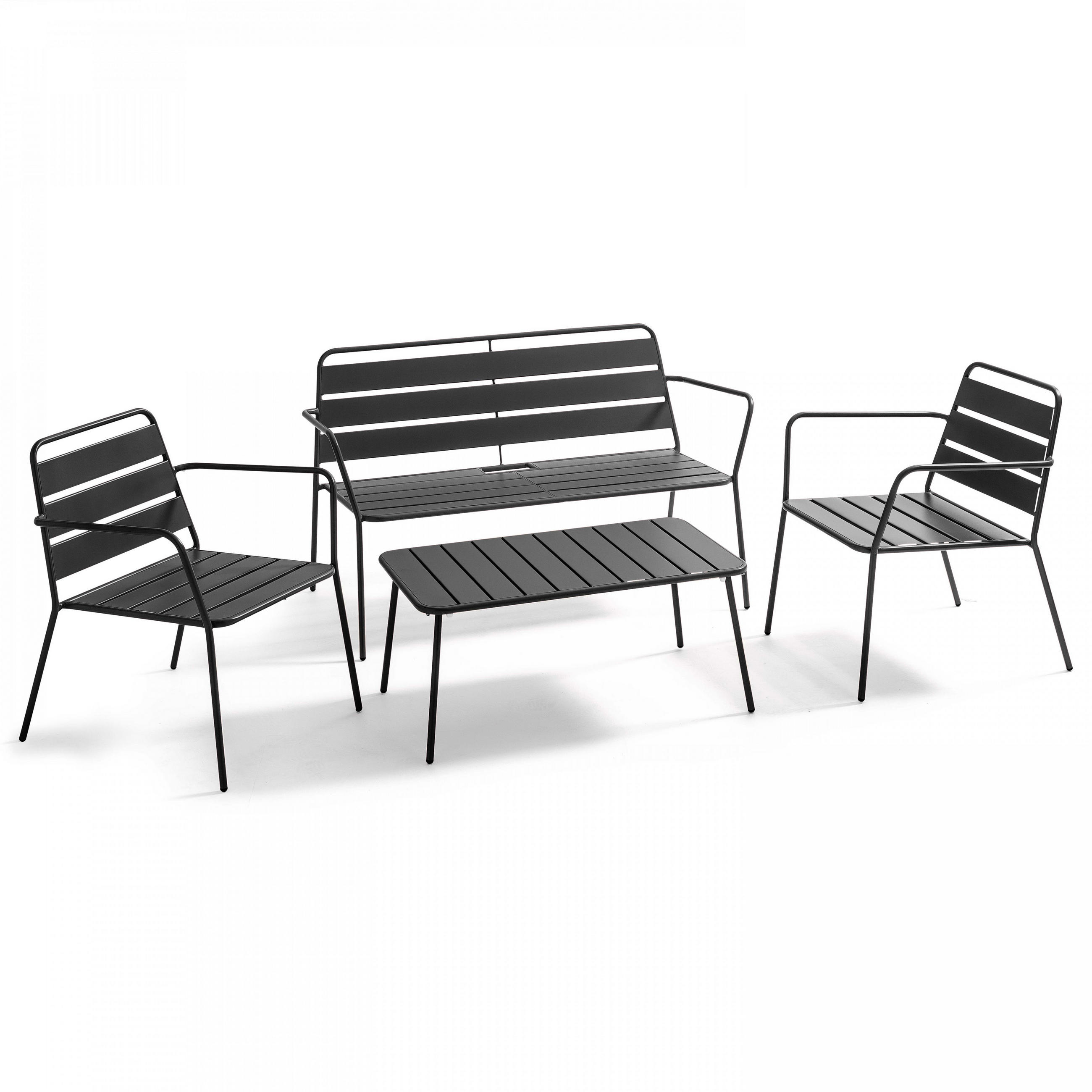 GARTENMÖBEL 5-tlg., Grau - Grau, Metall - Oviala