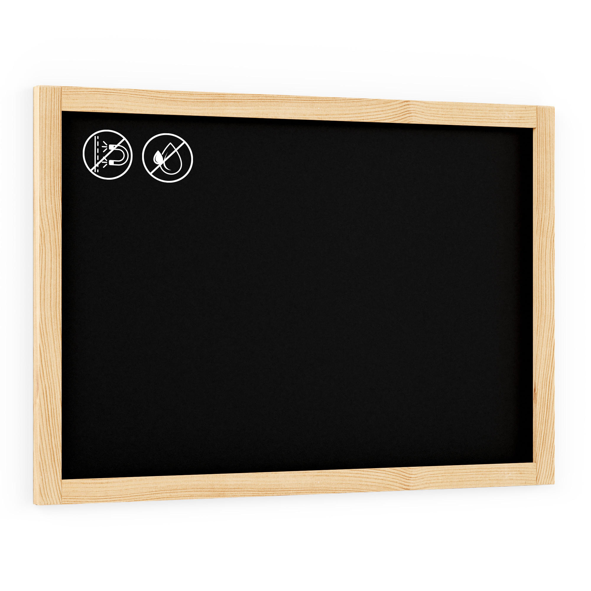 KREIDETAFEL mit naturlackierten Holzrahmen 90x60cm - Schwarz, Holz (90/60/2cm) - ALLboards
